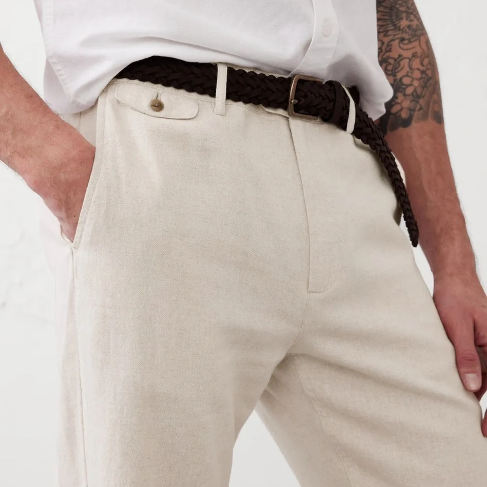 Banana Republic Factory Men’s Linen-Cotton Slim Straight Pants – Size 42x34